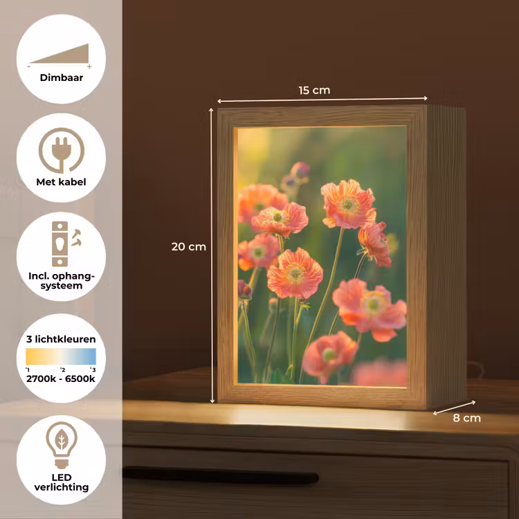Bloemenveld - Zonnestralen - Oranje Light Box met kabel (Tafellamp) klein -USP_NL