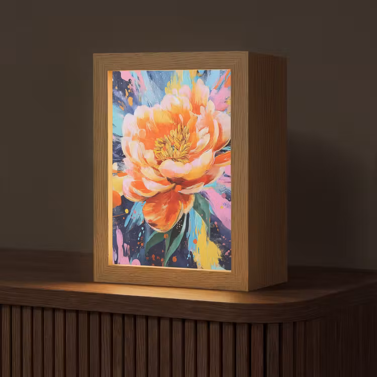Bloemexplosie - Felle spatten - Dynamisch Light Box met kabel (Tafellamp) klein -z3d_website
