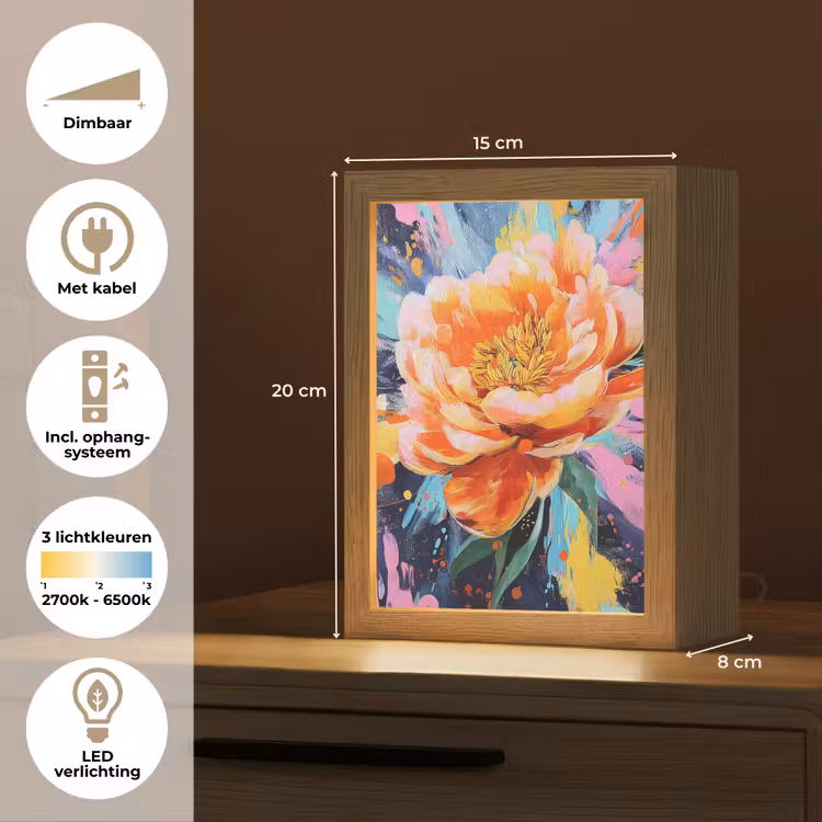Bloemexplosie - Felle spatten - Dynamisch Light Box met kabel (Tafellamp) klein -USP_NL