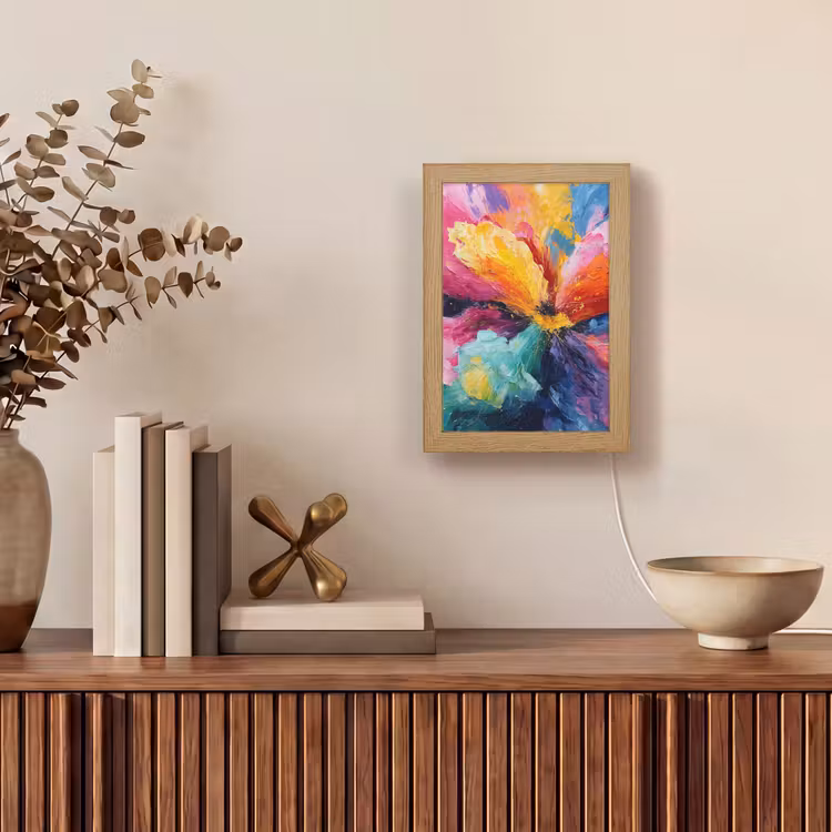 Bloemexplosie - Veelkleurig - Bewegend Light Box met kabel (Tafellamp) klein -sfeer2