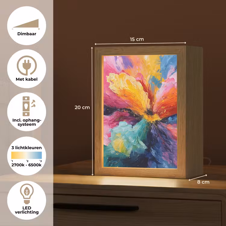 Bloemexplosie - Veelkleurig - Bewegend Light Box met kabel (Tafellamp) klein -USP_NL