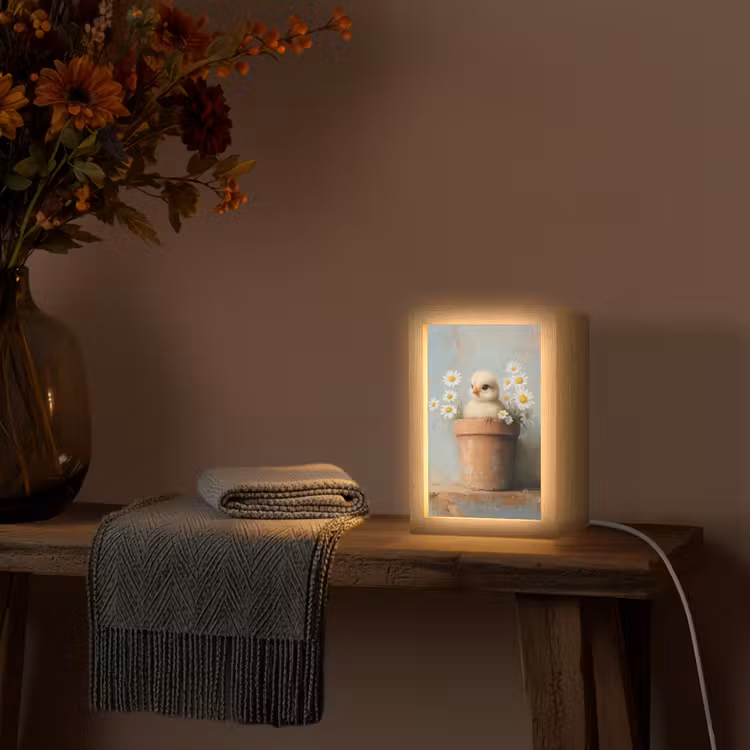 Bloempot - Kuiken - Bloemetjes Light Box met kabel (Tafellamp) klein -sfeer4