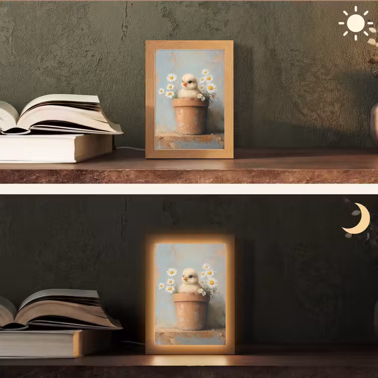 Bloempot - Kuiken - Bloemetjes Light Box met kabel (Tafellamp) klein -sfeer3
