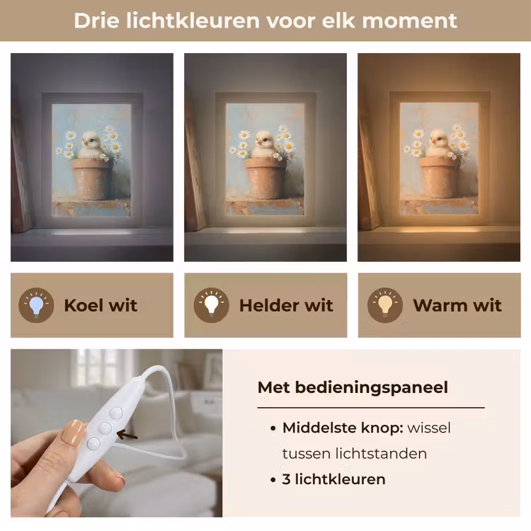 Bloempot - Kuiken - Bloemetjes Light Box met kabel (Tafellamp) klein -USP_lichtkleurNL