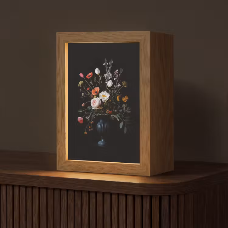 Bloemstuk - Vaas - Zwart Light Box met kabel (Tafellamp) klein -z3d_website