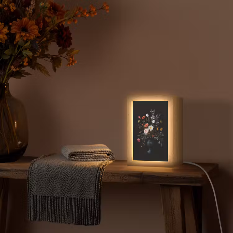 Bloemstuk - Vaas - Zwart Light Box met kabel (Tafellamp) klein -sfeer4