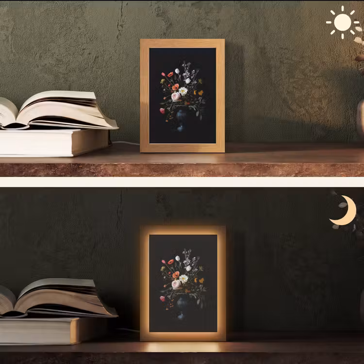 Bloemstuk - Vaas - Zwart Light Box met kabel (Tafellamp) klein -sfeer3
