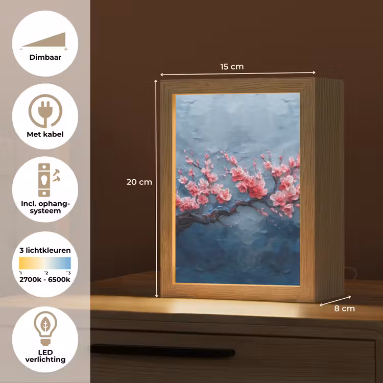 Bloesem - Bloem - Roze - Tak Light Box met kabel (Tafellamp) klein -USP_NL