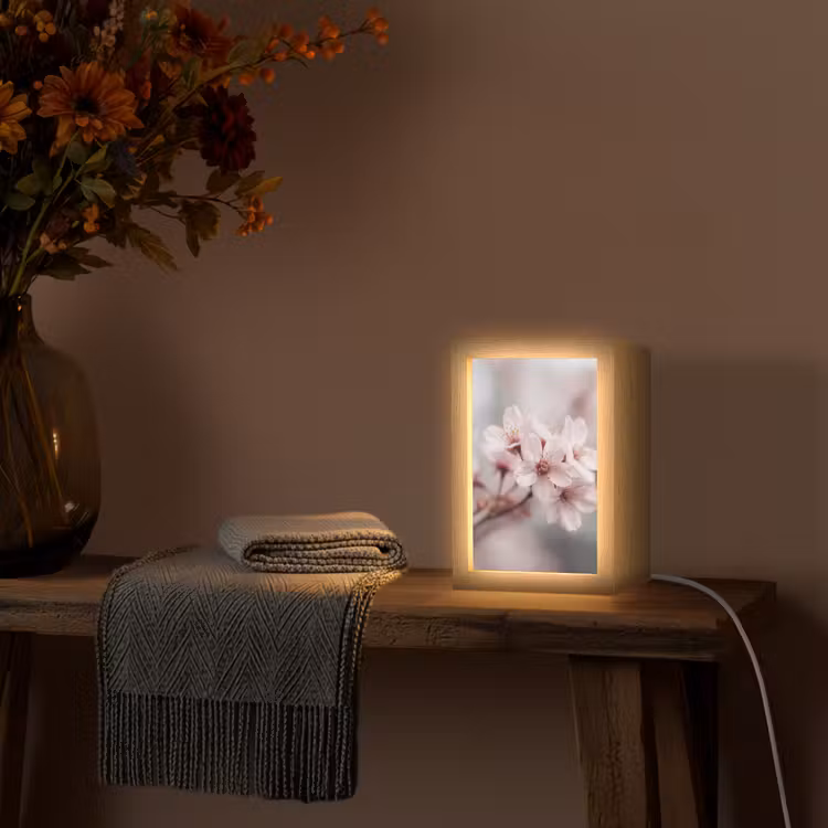 Bloesems - Meeldraden - Geel - Wazig Light Box met kabel (Tafellamp) klein -sfeer4