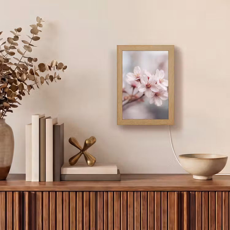 Bloesems - Meeldraden - Geel - Wazig Light Box met kabel (Tafellamp) klein -sfeer2
