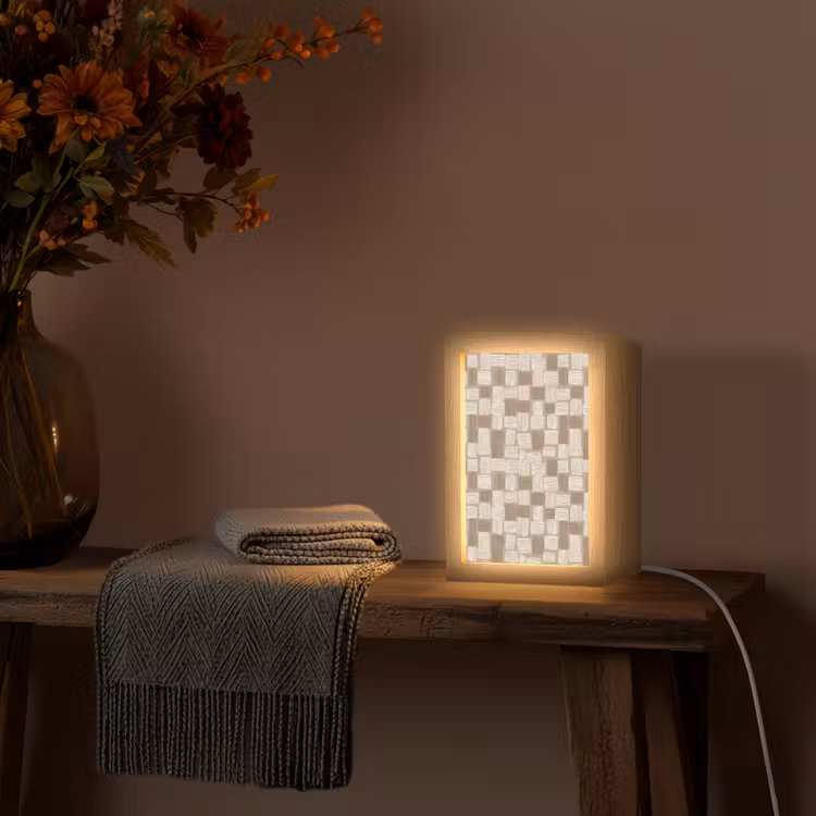 Blok - Patroon - Bruin Light Box met kabel (Tafellamp) klein 925 -sfeer4
