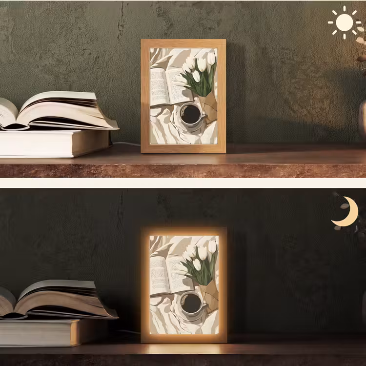 Boek - Illustratie - Tulpen - Koffie Light Box met kabel (Tafellamp) klein -sfeer3