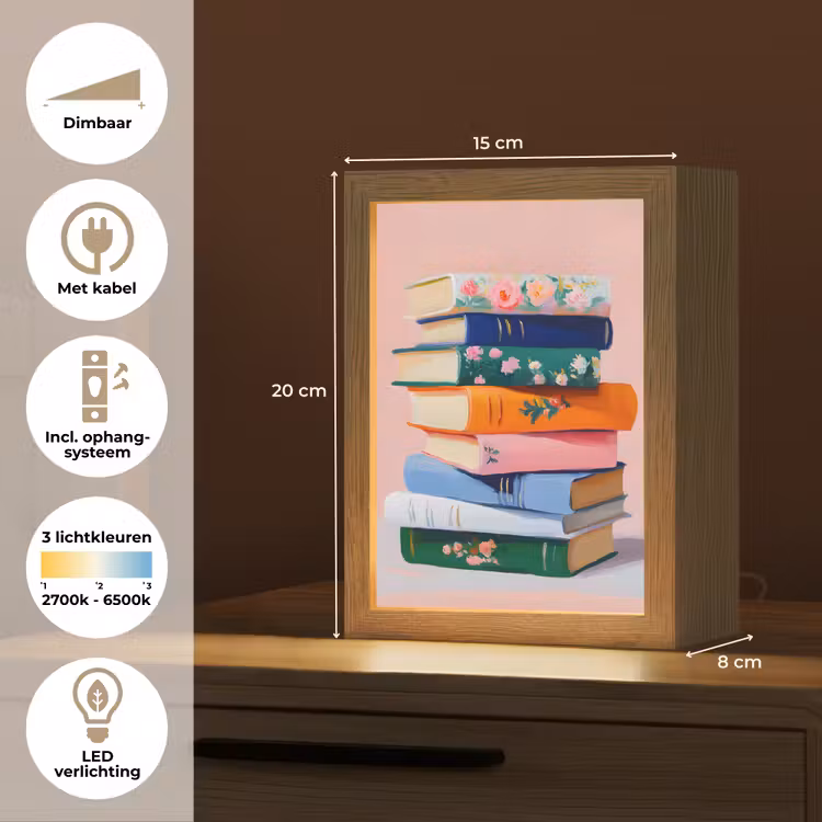 Boeken - Stapel - Kleurrijk Light Box met kabel (Tafellamp) klein -USP_NL