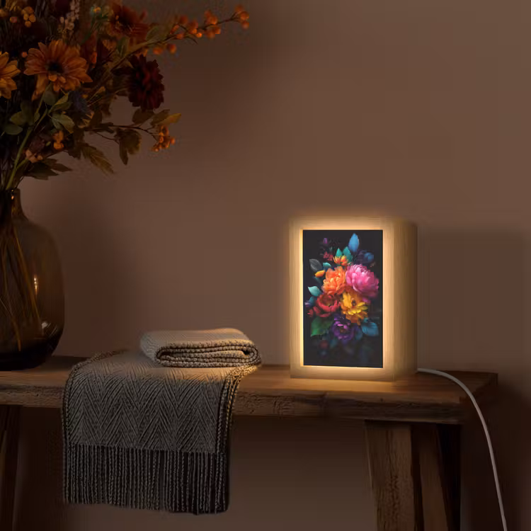 Boeket - Bloemen - Kleur Light Box met kabel (Tafellamp) klein -sfeer4