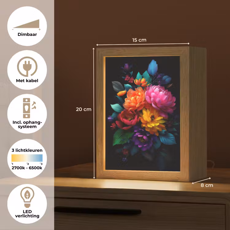 Boeket - Bloemen - Kleur Light Box met kabel (Tafellamp) klein -USP_NL