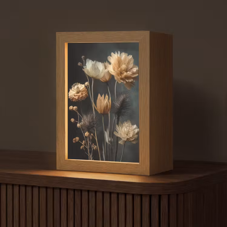 Boeket - Bloemen - Licht - Zwart Light Box met kabel (Tafellamp) klein -z3d_website