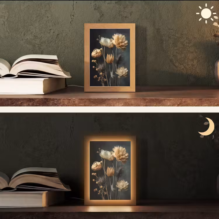 Boeket - Bloemen - Licht - Zwart Light Box met kabel (Tafellamp) klein -sfeer3
