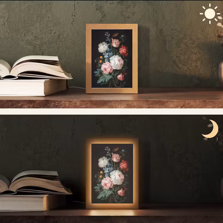 Boeket - Kleurrijk - Klassiek Light Box met kabel (Tafellamp) klein -sfeer3