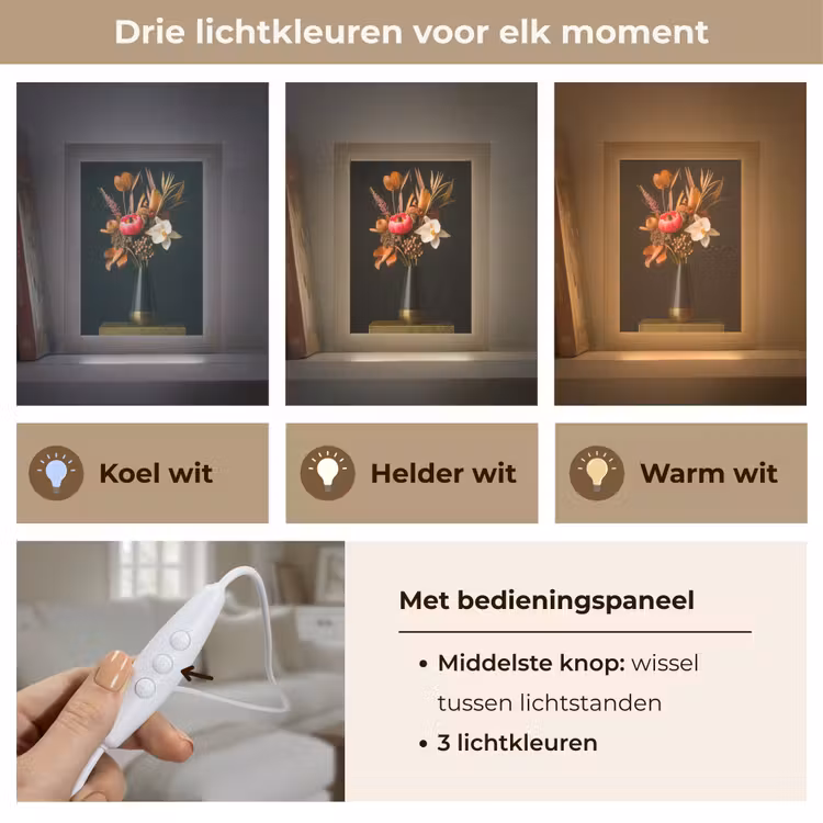 Boeket - Oranje - Gouden - vaas Light Box met kabel (Tafellamp) klein -USP_lichtkleurNL