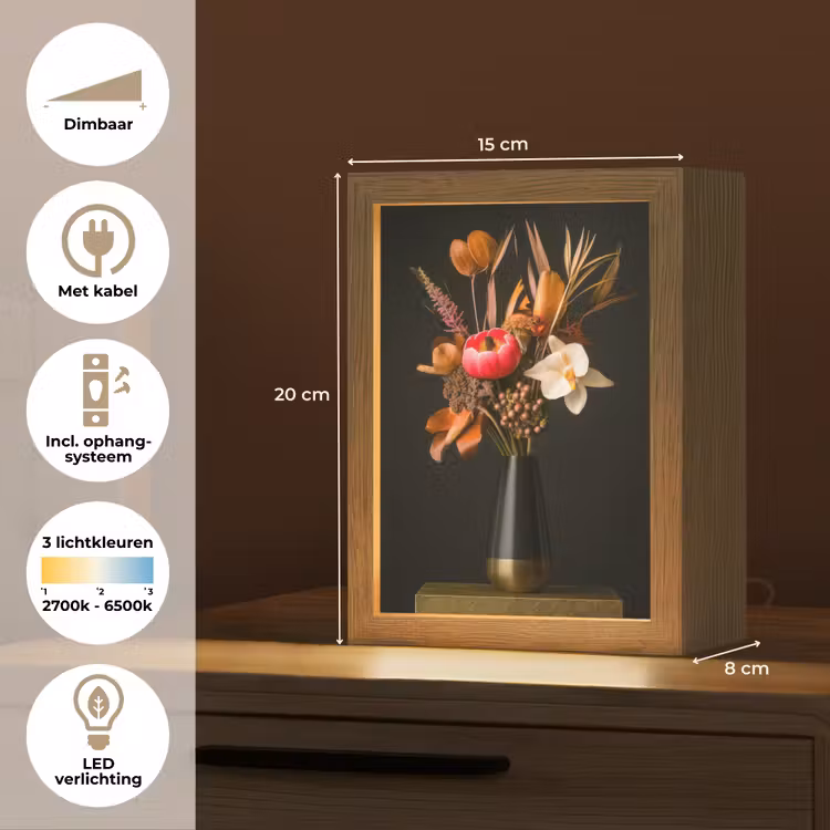 Boeket - Oranje - Gouden - vaas Light Box met kabel (Tafellamp) klein -USP_NL