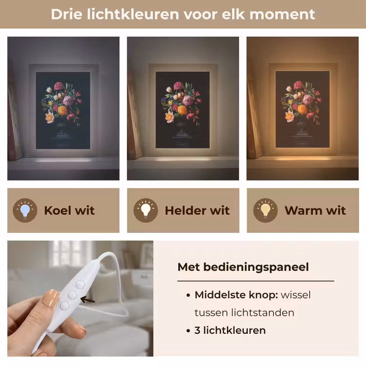 Boeket - Romantisch - Kleurrijk Light Box met kabel (Tafellamp) klein -USP_lichtkleurNL