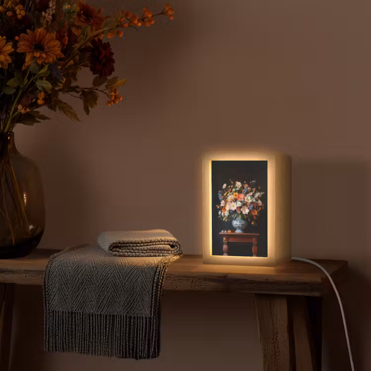 Boeket - Roze - Bloemen - Vaas Light Box met kabel (Tafellamp) klein -sfeer4