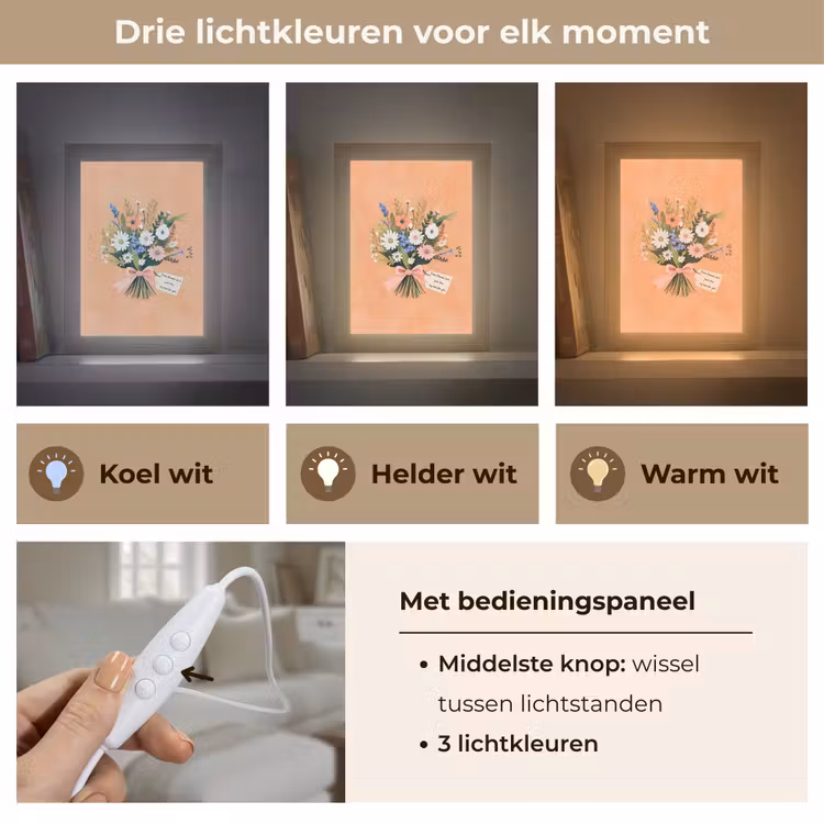 Boeket - Strikje - Quote Light Box met kabel (Tafellamp) klein -USP_lichtkleurNL