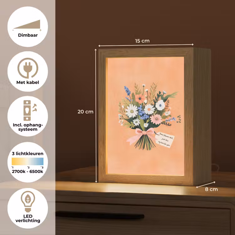 Boeket - Strikje - Quote Light Box met kabel (Tafellamp) klein -USP_NL