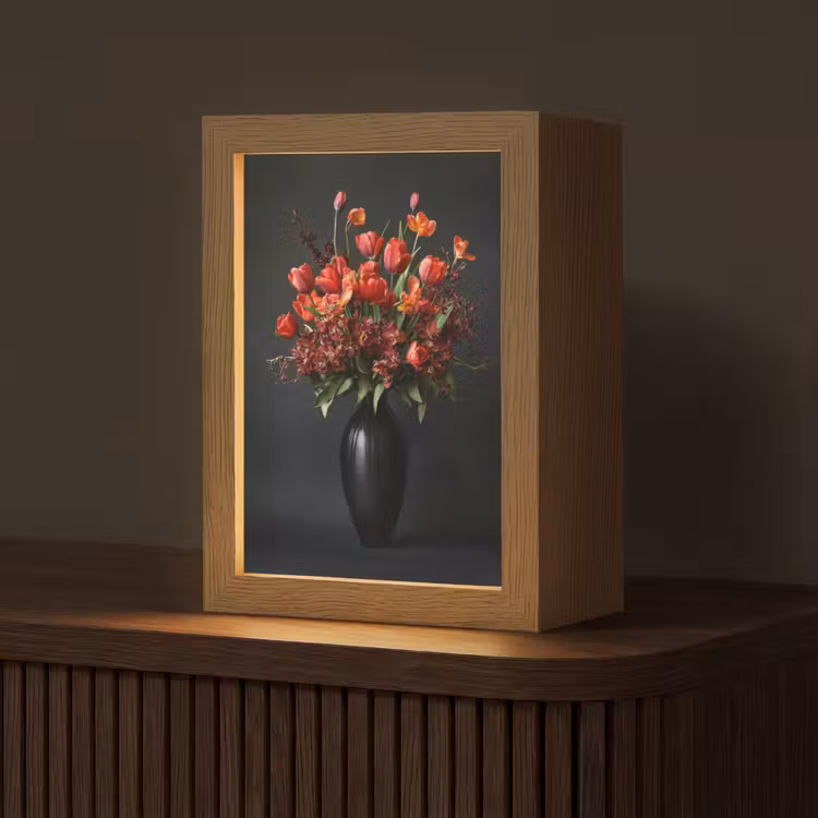 Boeket - Tulpen - Vaas - Rood Light Box met kabel (Tafellamp) klein -z3d_website