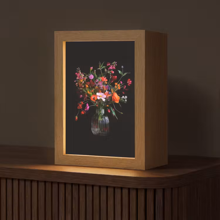 Boeket - Veldbloemen - Vaas Light Box met kabel (Tafellamp) klein -z3d_website