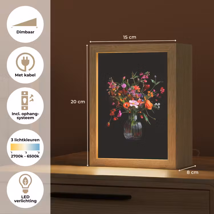 Boeket - Veldbloemen - Vaas Light Box met kabel (Tafellamp) klein -USP_NL