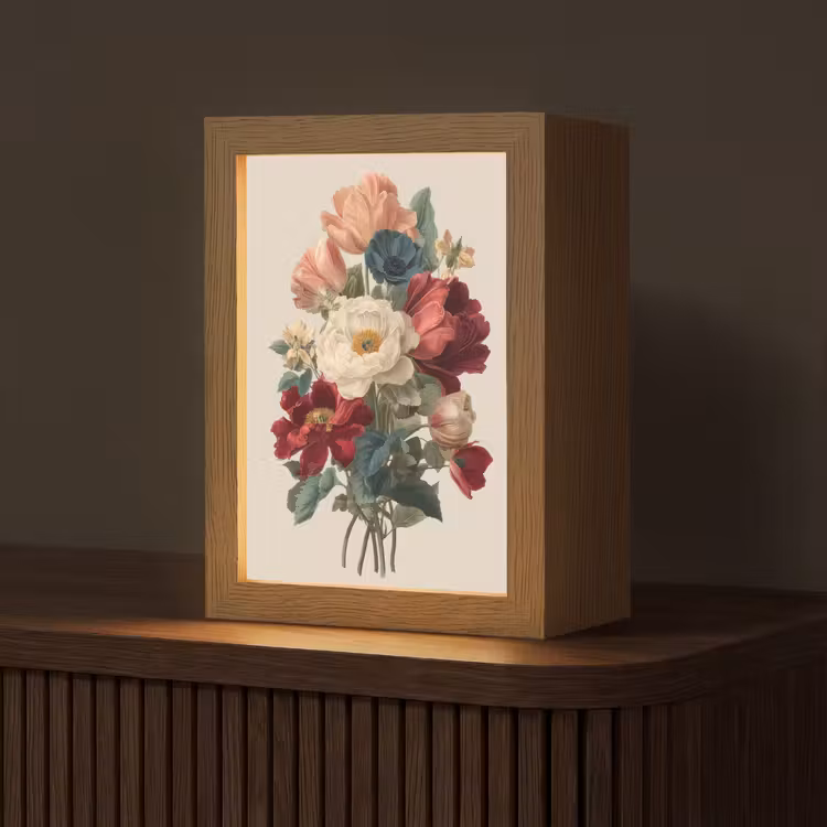 Boeket - Warme tinten - Elegant Light Box met kabel (Tafellamp) klein -z3d_website