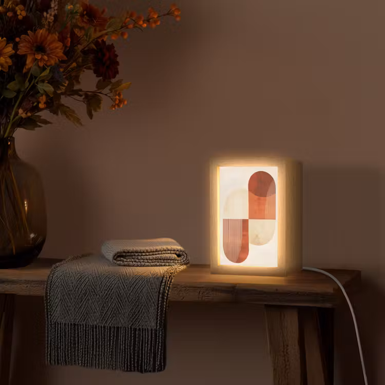 Bogen - Beige - Vormen Light Box met kabel (Tafellamp) klein -sfeer4
