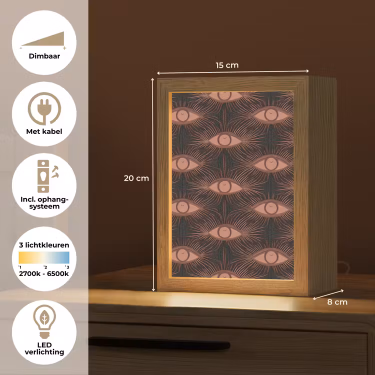 Boheems - Oog - Bruin Light Box met kabel (Tafellamp) klein 925 -USP_NL