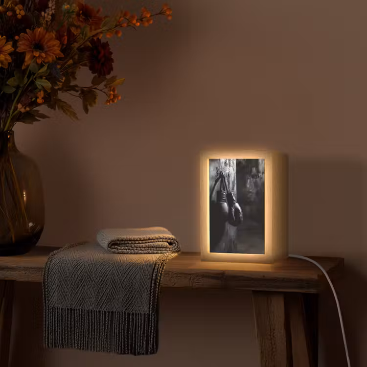 Bokshandschoenen - Muur - Duister - Zwart Light Box met kabel (Tafellamp) klein -sfeer4