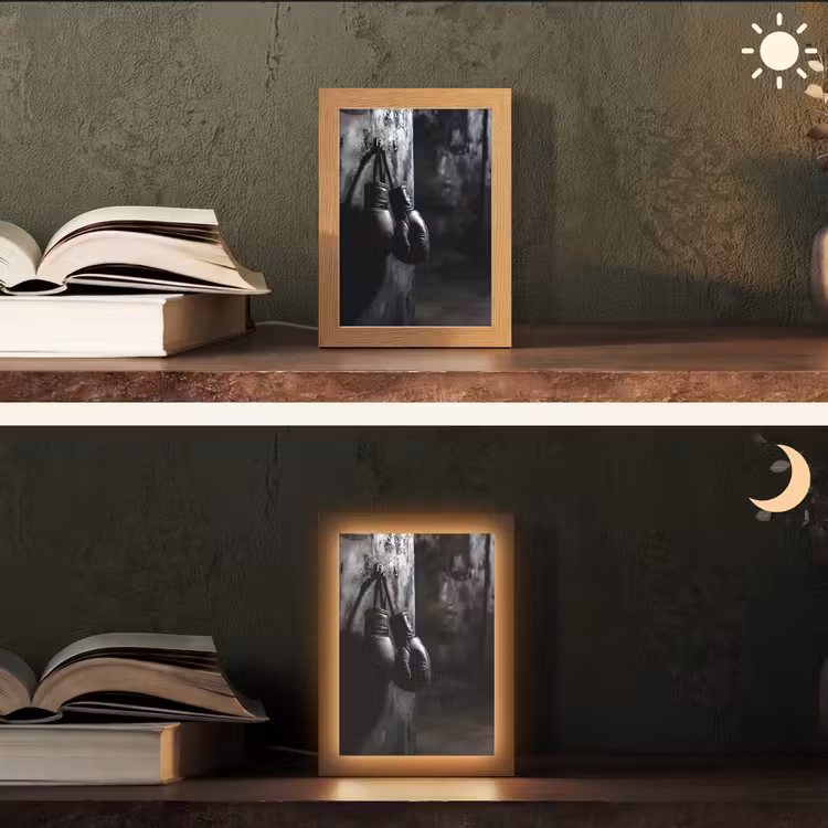 Bokshandschoenen - Muur - Duister - Zwart Light Box met kabel (Tafellamp) klein -sfeer3