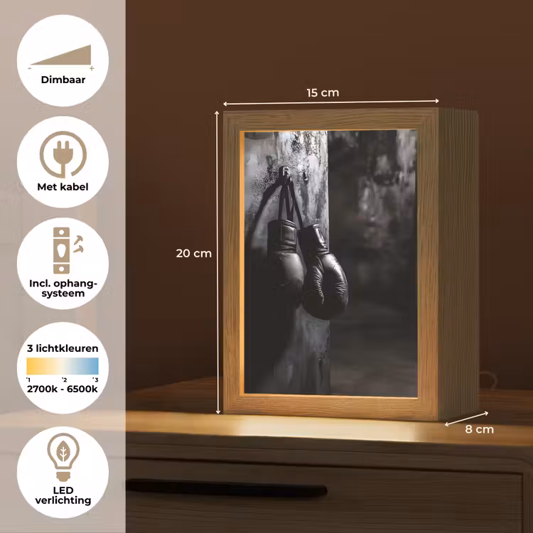 Bokshandschoenen - Muur - Duister - Zwart Light Box met kabel (Tafellamp) klein -USP_NL