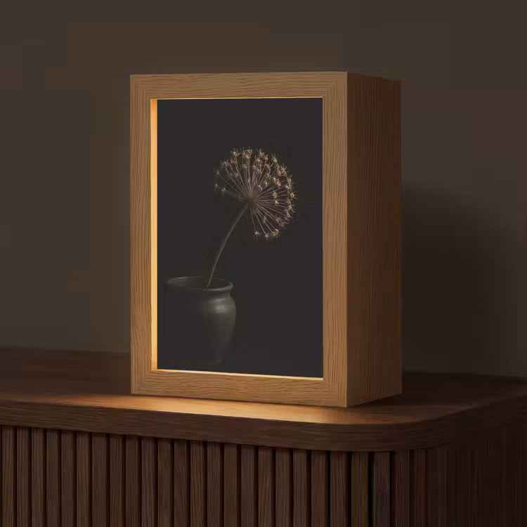 Bol - Gedroogd - Vaas - Zwart Light Box met kabel (Tafellamp) klein -z3d_website
