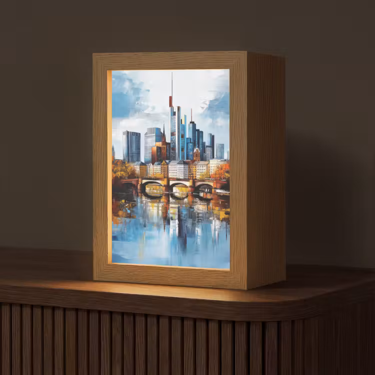 Bomen Frankfurt- Stad - Skyline - Brug Light Box met kabel (Tafellamp) klein -z3d_website