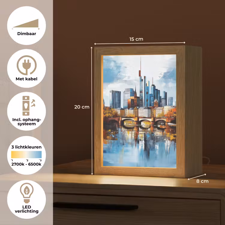 Bomen Frankfurt- Stad - Skyline - Brug Light Box met kabel (Tafellamp) klein -USP_NL