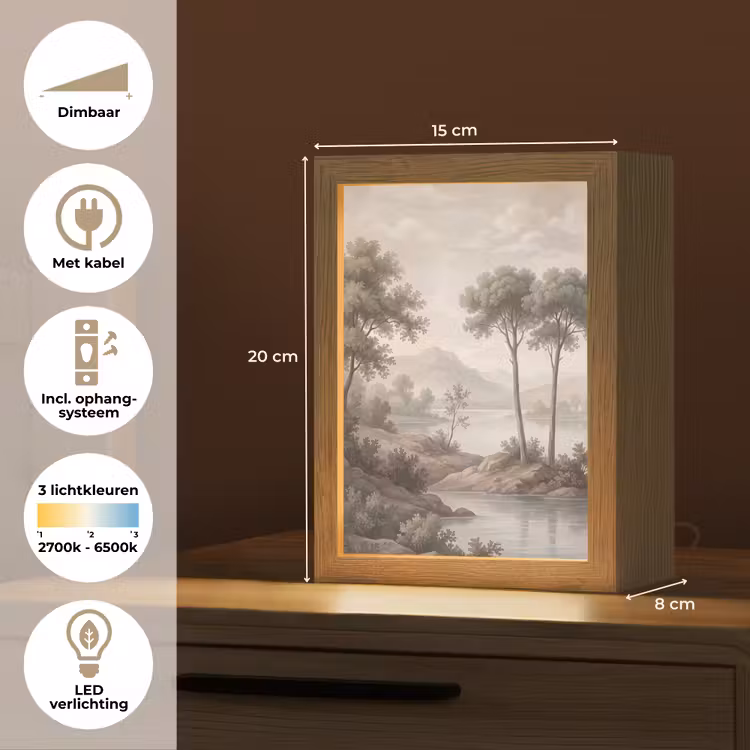 Bomen - Meer - Bergen - Illustratie Light Box met kabel (Tafellamp) klein -USP_NL