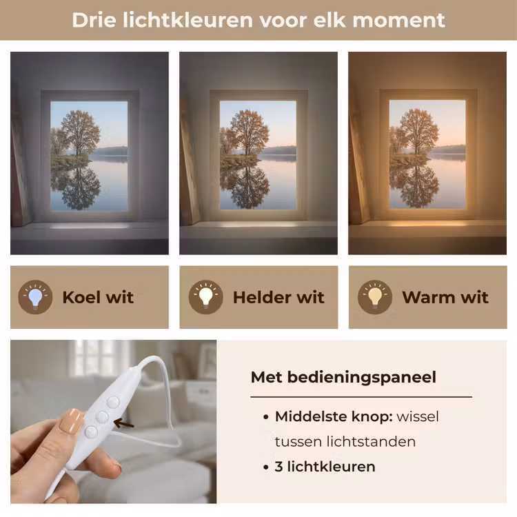 Bomen - Reflectie - Water - Zonsopgang - Serene Light Box met kabel (Tafellamp) klein -USP_lichtkleurNL