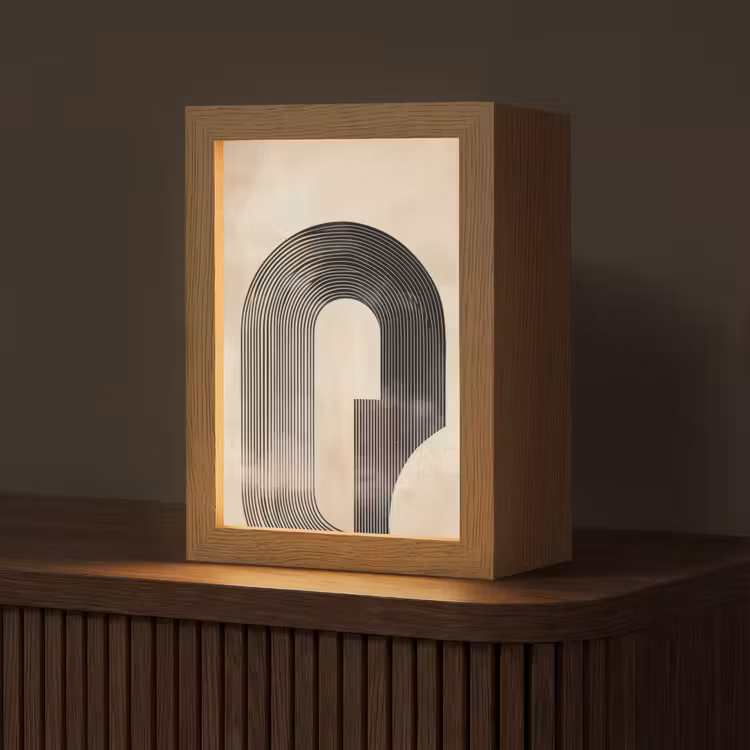 Boog -  Strepen - Minimalistisch - Zwart Light Box met kabel (Tafellamp) klein -z3d_website