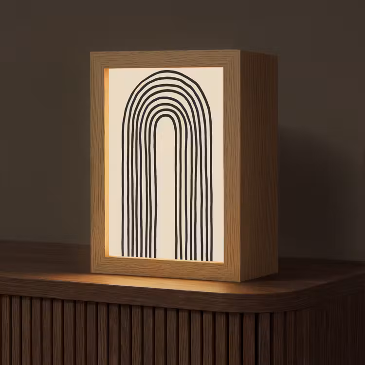 Boogvormen - Zwart - Strak Light Box met kabel (Tafellamp) klein -z3d_website