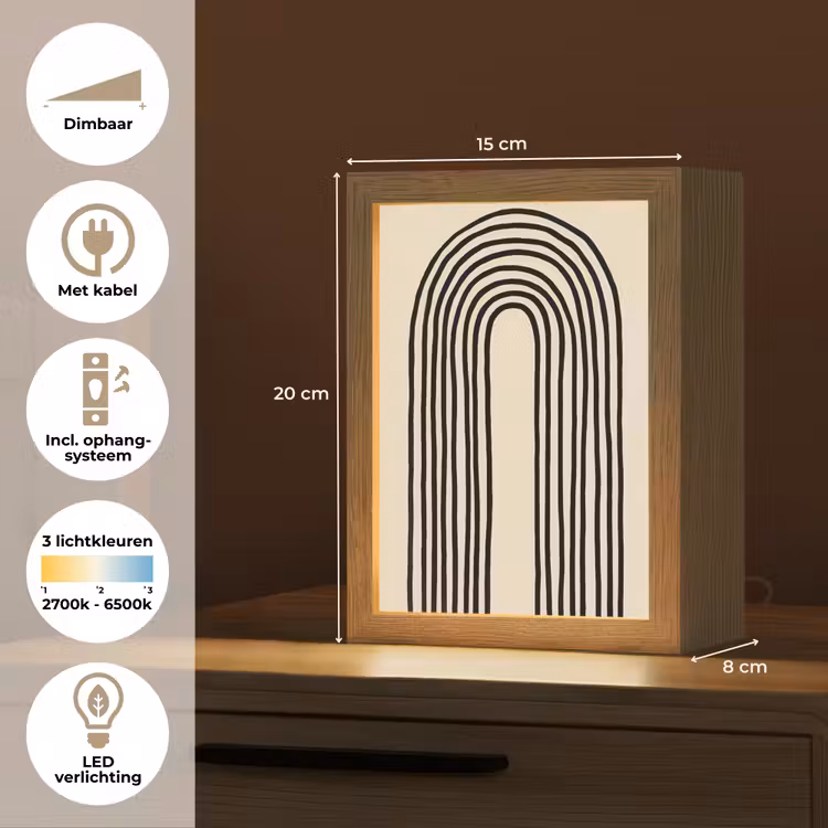 Boogvormen - Zwart - Strak Light Box met kabel (Tafellamp) klein -USP_NL