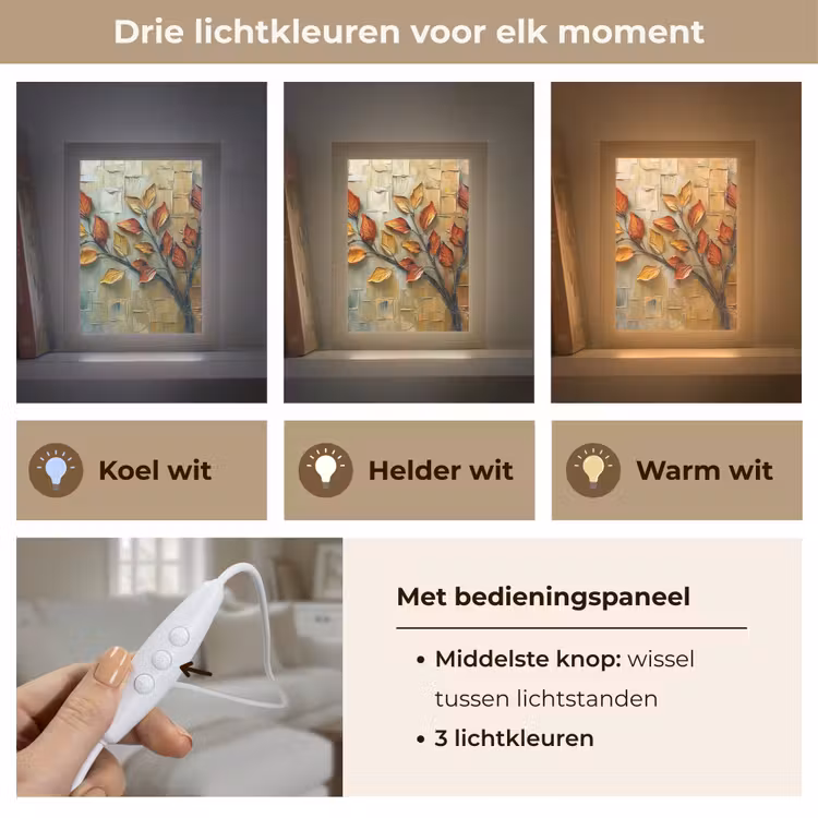 Boom - Abstract - Natuur - Kunst Light Box met kabel (Tafellamp) klein -USP_lichtkleurNL