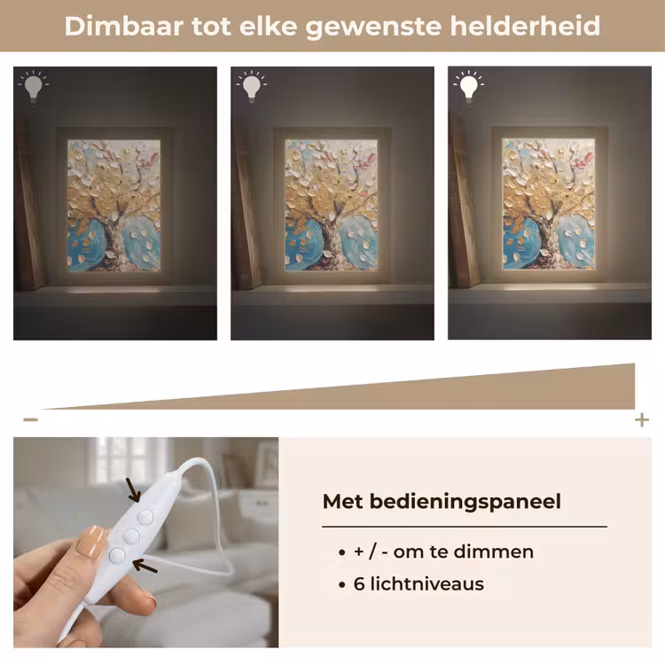 Boom - Blauw - Goud - Abstract - Modern Light Box met kabel (Tafellamp) klein -USP_dimbaarNL