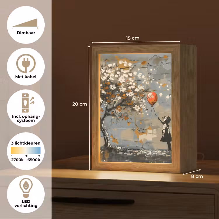 Boom - Graffiti - Banksy Style - Balloon Girl Light Box met kabel (Tafellamp) klein -USP_NL