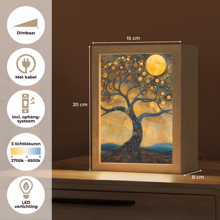 Boom - Industrieel - Abstract - Geel Light Box met kabel (Tafellamp) klein -USP_NL