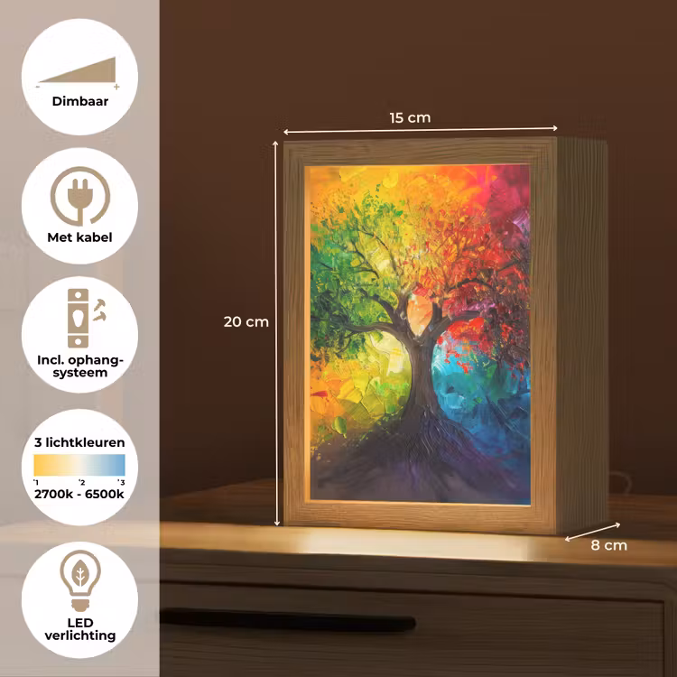Boom - Kleurrijk - Modern - Abstract Light Box met kabel (Tafellamp) klein -USP_NL